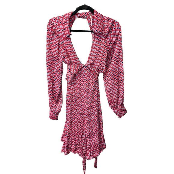 Free People ItโTakes Two Pop Combo Long Sleeve Open Back Mini Dress Size M - Picture 6 of 12